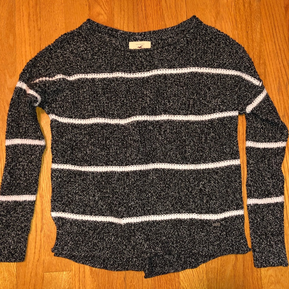 Gray and white striped sweater from Hollister